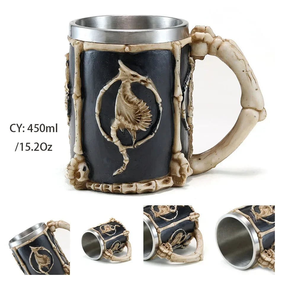 Medieval Dragon Resin Stainless Steel Mug as Coffee Mug or Tea Mug