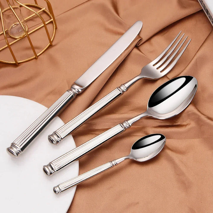 Premium Stainless Steel Cutlery Set – 304 Mirror Finish Silverware for Everyday &amp; Formal Dining