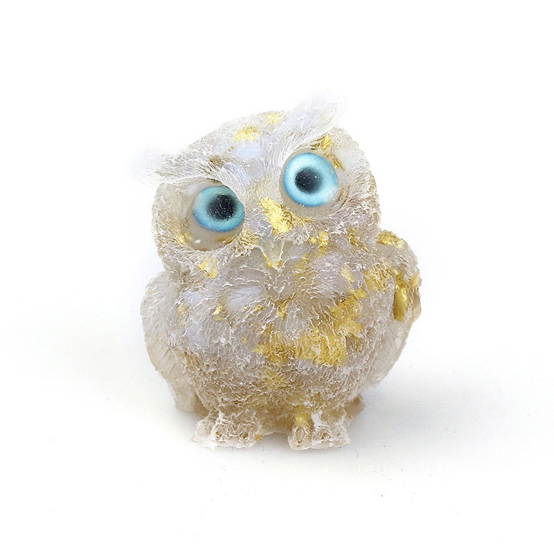 Natural Crystal Owl Figurine: Handmade Collector&