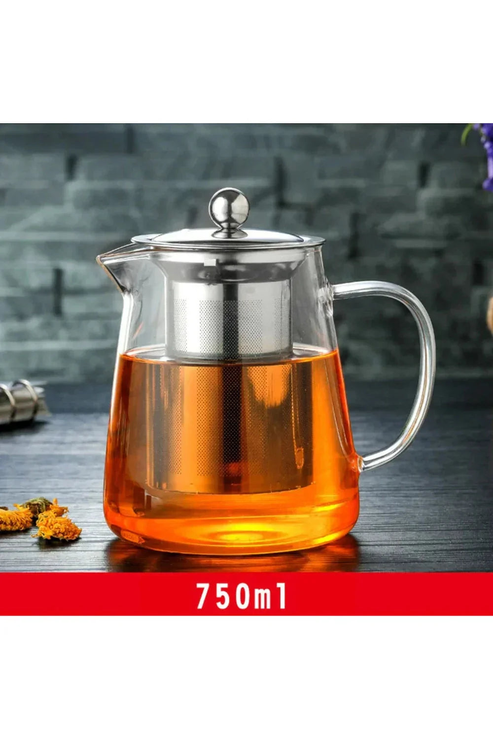 Stainless Steel Infuser Glass Teapot