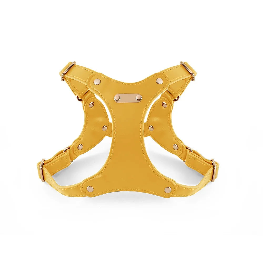 Adjustable Leather Dog Harness with Custom Engraving