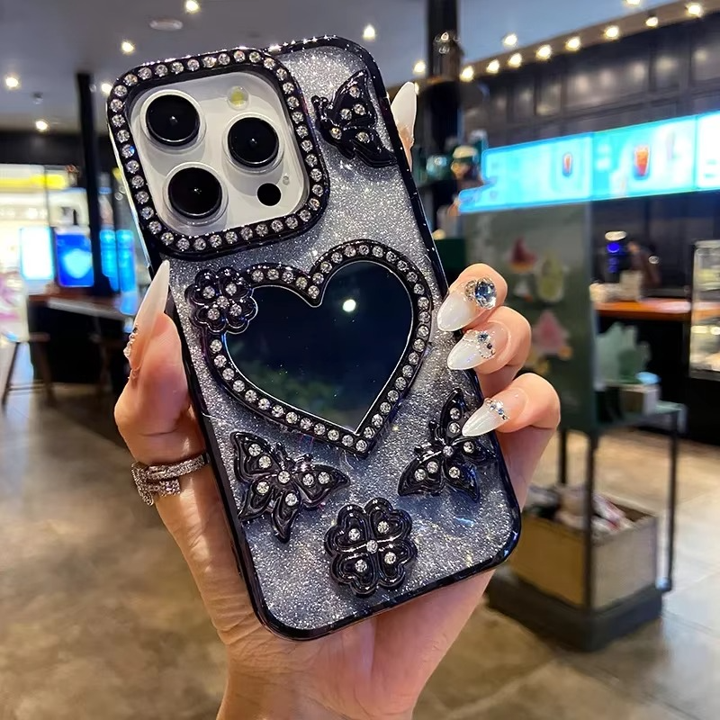 Butterfly Glitter Diamond Mirror Case for iPhone