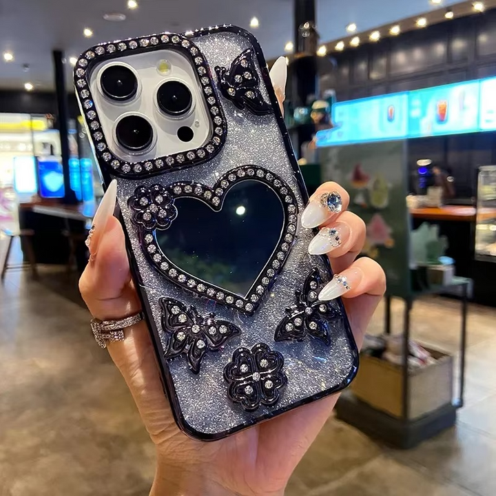 Butterfly Glitter Diamond Mirror Case for iPhone