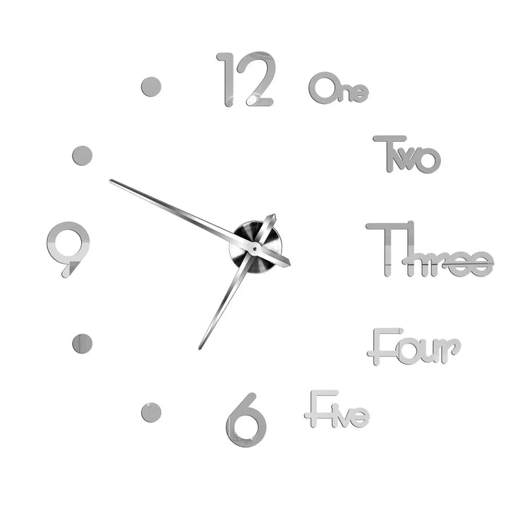 Big Wall Clock DIY 3D Self Adhesive Mirrored Acrylic Wall Clock For Kitchen Dining Room Living Room Creative Home Decor |