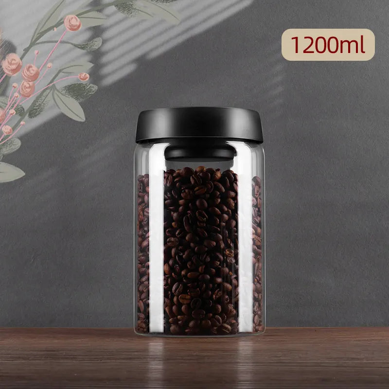GIANXI Vacuum Sealed Jug, Coffee Beans, Glass, Airtight Canister, Food, Grains, Sweets, Fresh Keeping Container, Kitchen Accessories