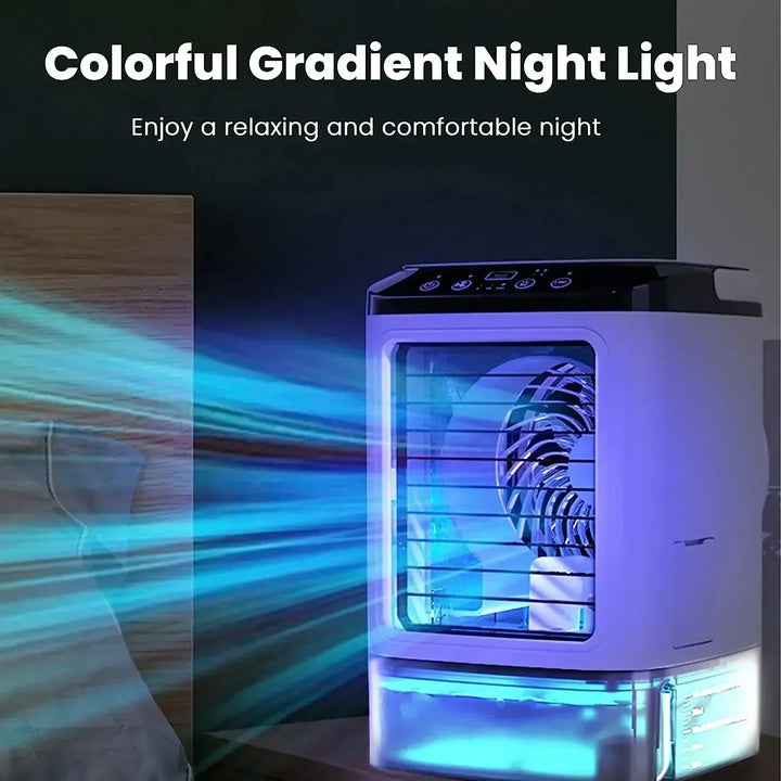 Portable Desktop Air Conditioner Fan – Dual Spray Ultrasonic Humidifier, 3-Speed Silent Air Cooler with Night Light for Home |