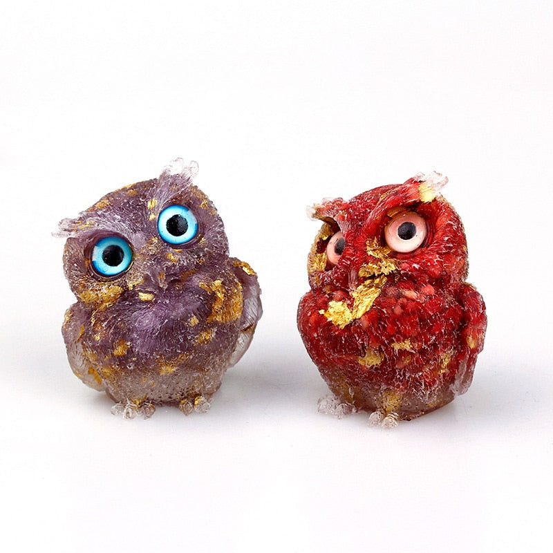 Natural Crystal Owl Figurine: Handmade Collector&