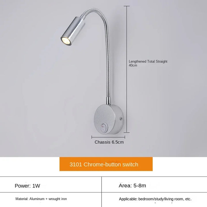 Versatile LED Wall Lamp: Modern, Flexible, Perfect for Reading in Bed