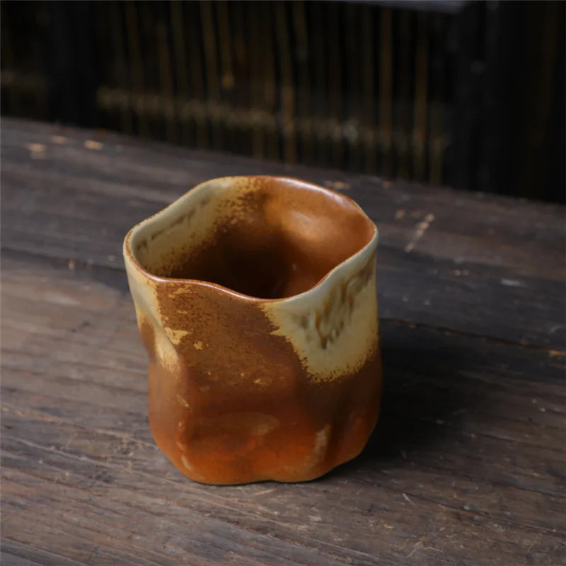 Irregular twisted shape cup 9.47 ounces/280 ml ceramic coffee tea cup without handle polychromatic creative ceramic mugs coffee mugs retro