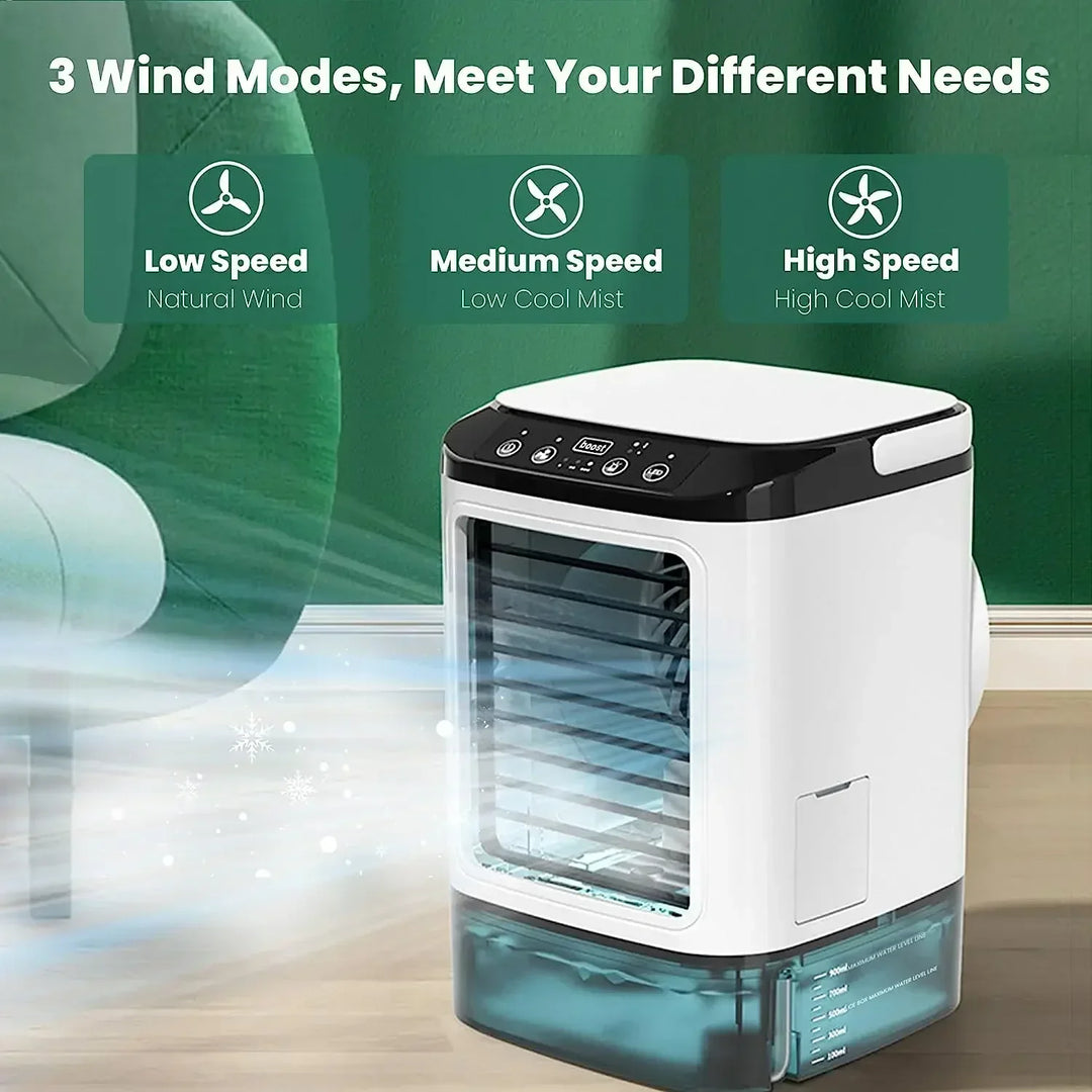 Air Conditioner Portable Fan Desktop Dual Spray Ultrasonic Atomization 3-Speed Mute Air Cooler Night Light Electric Fan for Home |