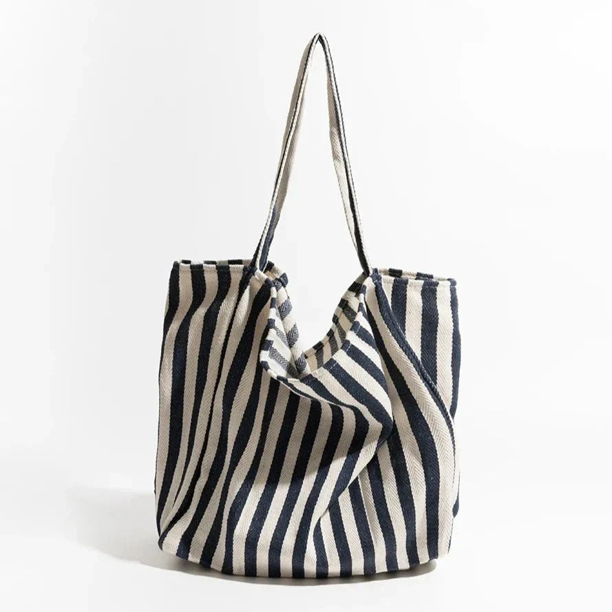 Striped linen tote bag