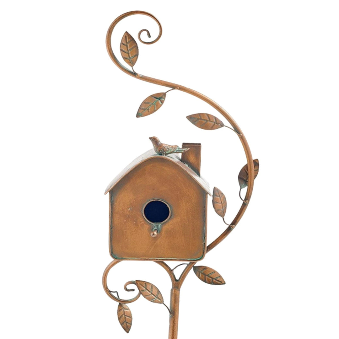 Metal art birdhouse garden stake - Talart