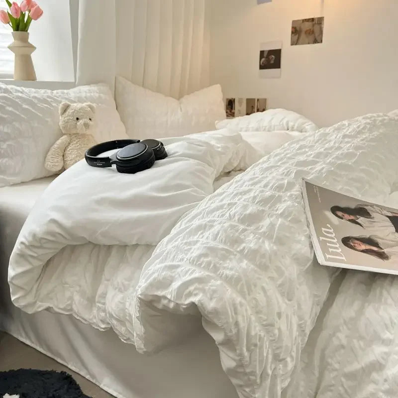 ChicParis | Seersucker Bedding Set – Lightweight, Soft &amp; Elegant French-Style Duvet Cover Set