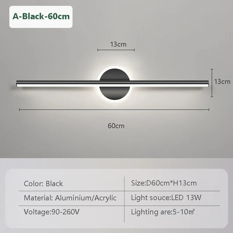 LED Wall Light LineaLux | Black &amp; Gold | 40/60/80 cm | Warm, Cold &amp; Three-colour Light | Modern Mirror &amp; Wall Lighting