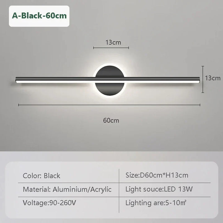 LED Wall Light LineaLux | Black &amp; Gold | 40/60/80 cm | Warm, Cold &amp; Three-colour Light | Modern Mirror &amp; Wall Lighting