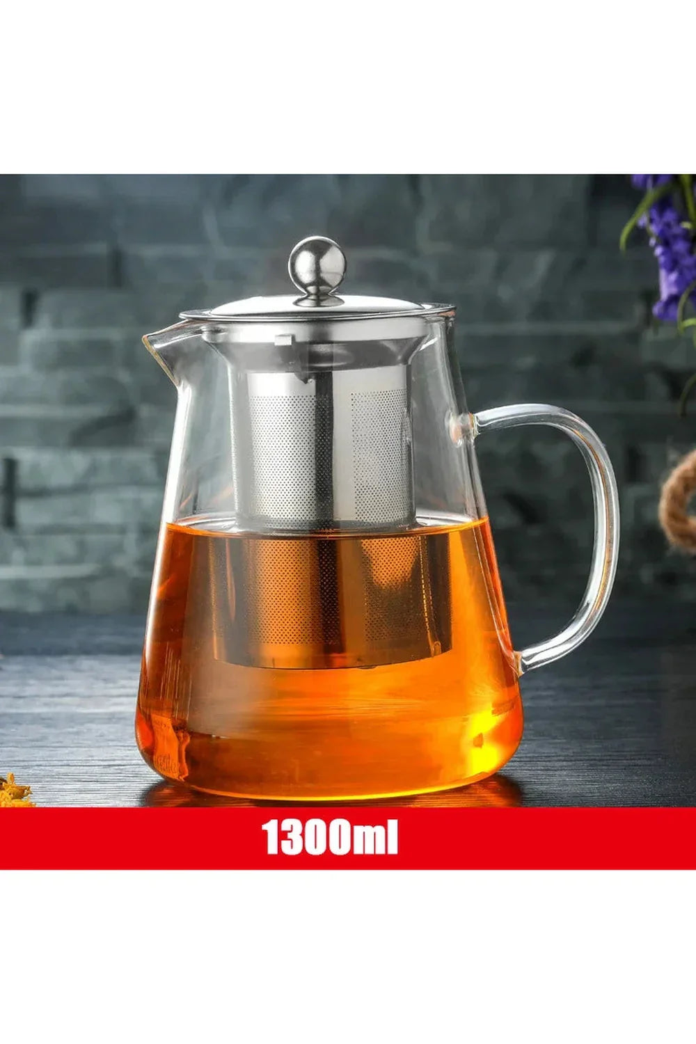 Stainless Steel Infuser Glass Teapot