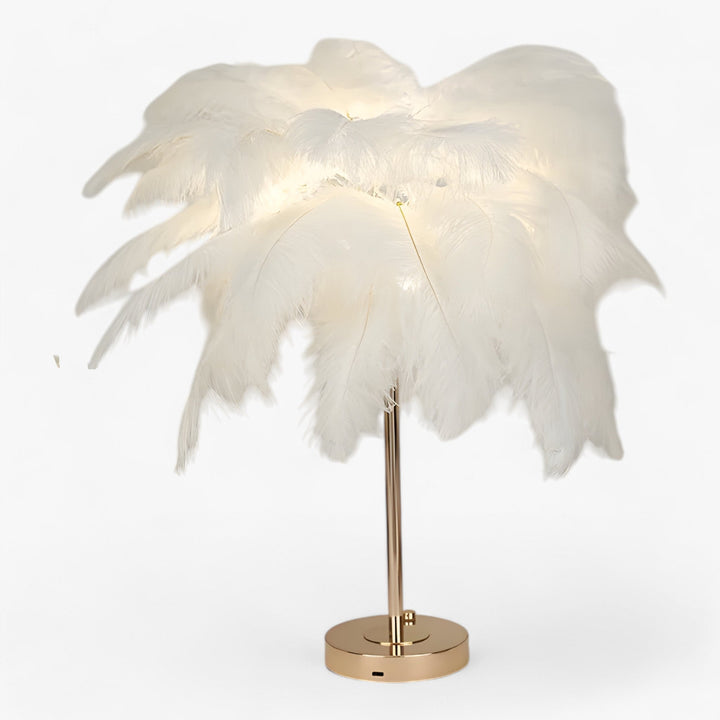 FeatherGlow | Table lamp with touch control - LED with feathers for weddings and room decoration