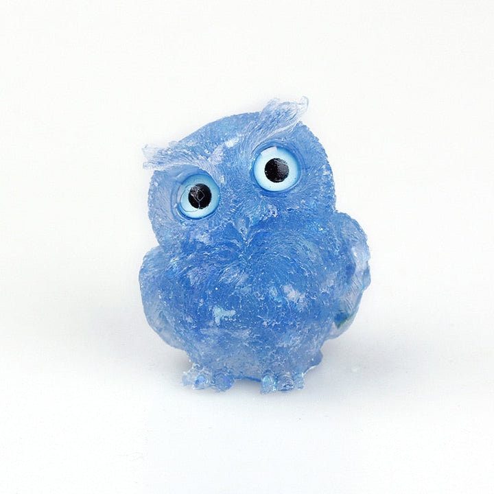 Natural Crystal Owl Figurine: Handmade Collector&