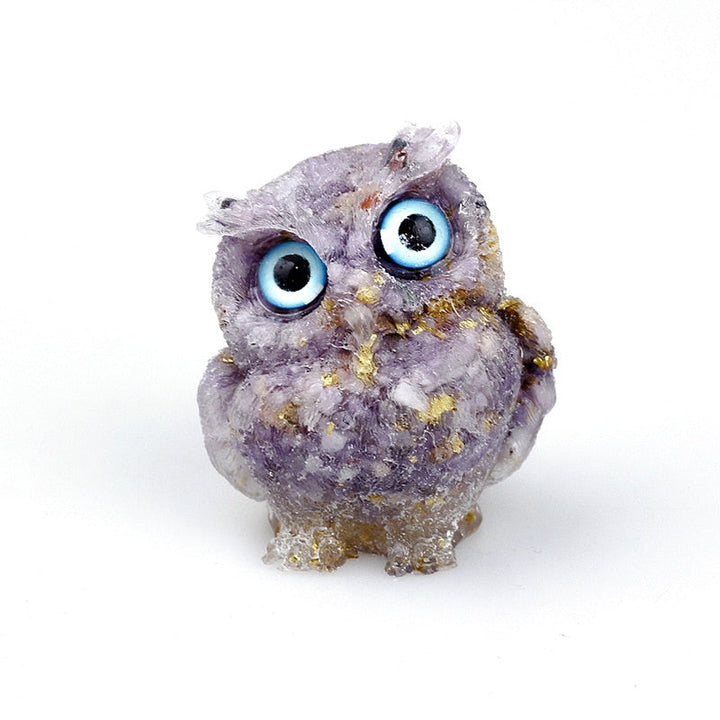 Natural Crystal Owl Figurine: Handmade Collector&