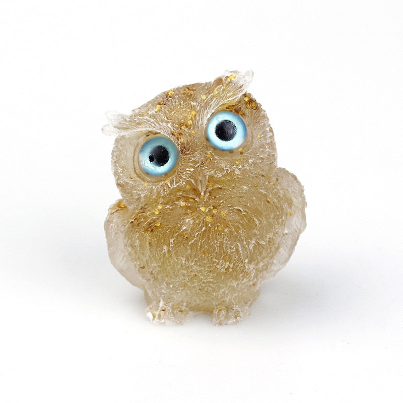 Natural Crystal Owl Figurine: Handmade Collector&
