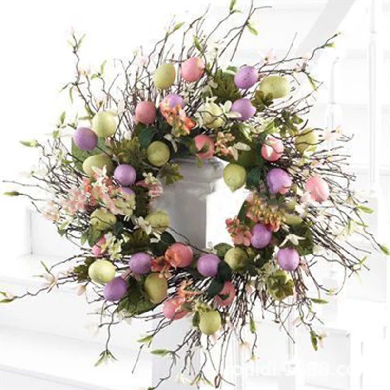 5 Style Bow Ribbon Easter Egg Wreath Easter Egg Garland Door Ornaments Wall Decor Happy Easter 2023 Decor for Home Kids