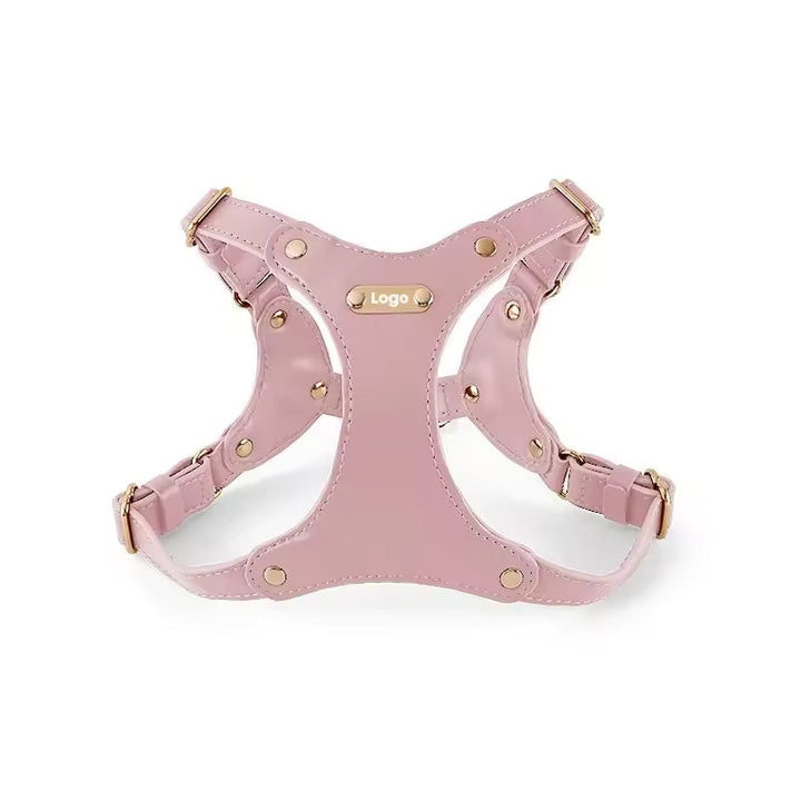 Adjustable Leather Dog Harness with Custom Engraving