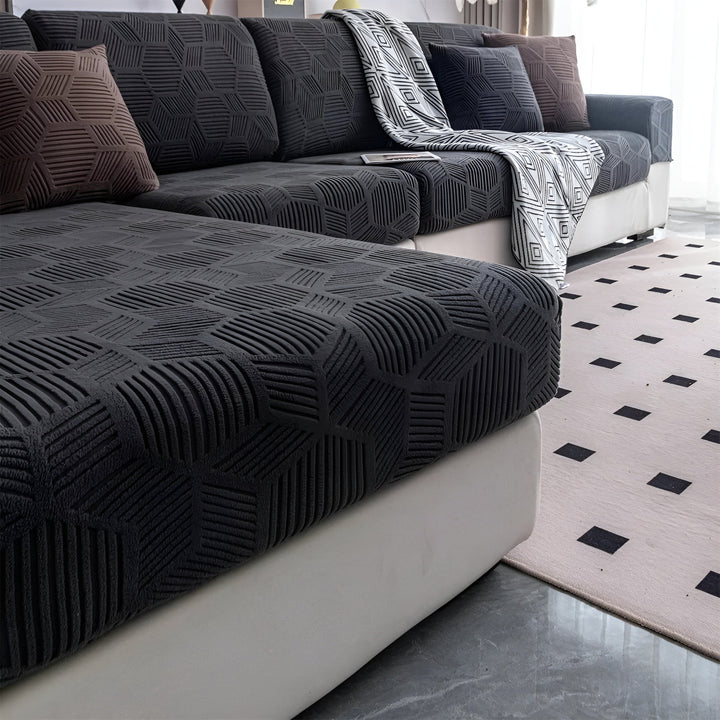 Jacquard Sofa Cover with Geometric Pattern – Soft &amp; Pet-Friendly | Perfect for Protection and Cozy Living Spaces |