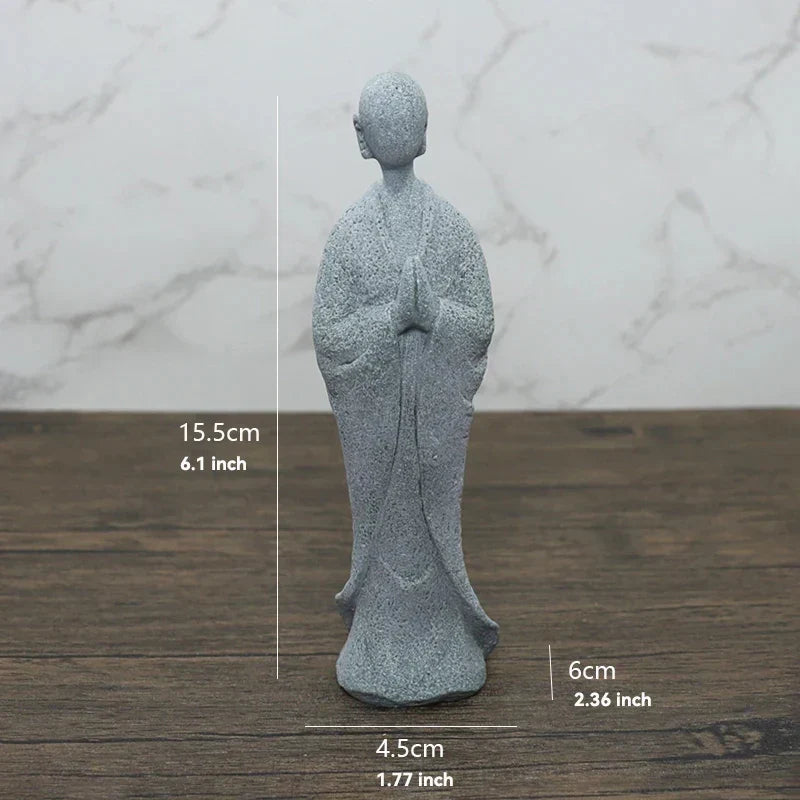 Buddha Stone Statue Small Buddhist Monks Tibetan Buddhism Figures Zen Garden Ornament Meditation Home Aquarium Decoration