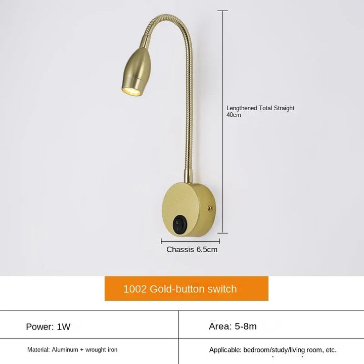 Versatile LED Wall Lamp: Modern, Flexible, Perfect for Reading in Bed