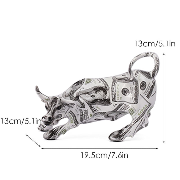 Graffiti-Painting Resin Bull Figures Home Living Room Bedroom Office Desktop Feng Shui Ornaments Collection Statues