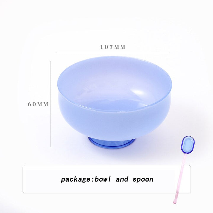 colourful borosilicate dessert bowl with spoon