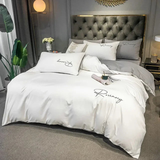EmbroiLux Bedding - Elegant luxury duvet cover with embroidery design