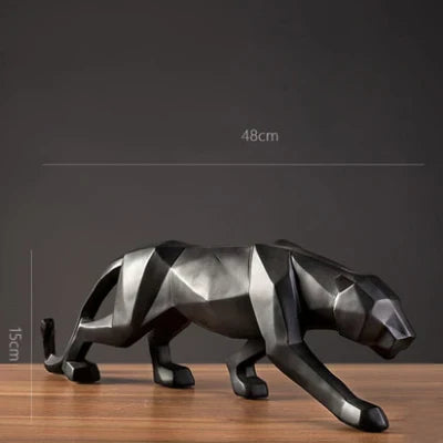 Panther Statue, Animal Figure, Abstract Geometric Style, Resin, Leopard Sculpture, Home Office, Desktop Decoration, Crafts