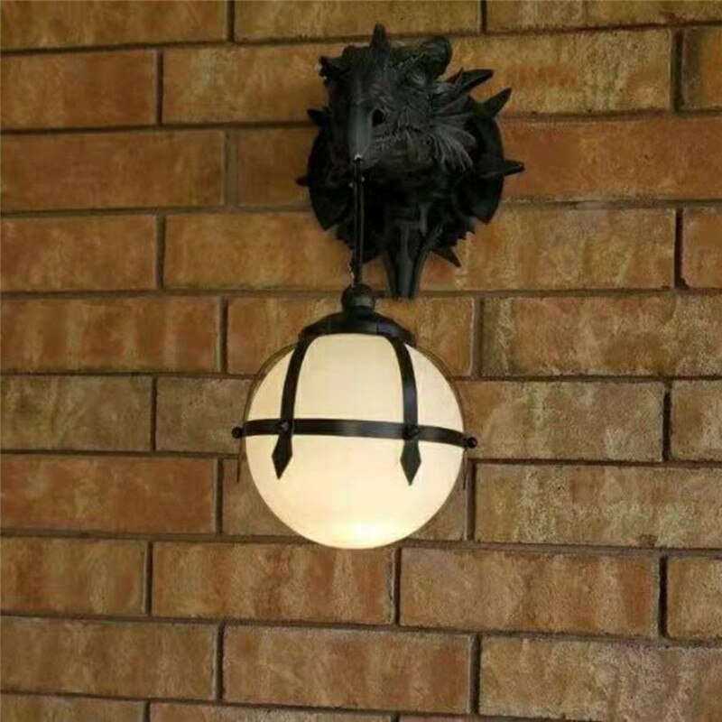 LED Lantern with Dragon Head made of Resin for Unique Halloween Decoration