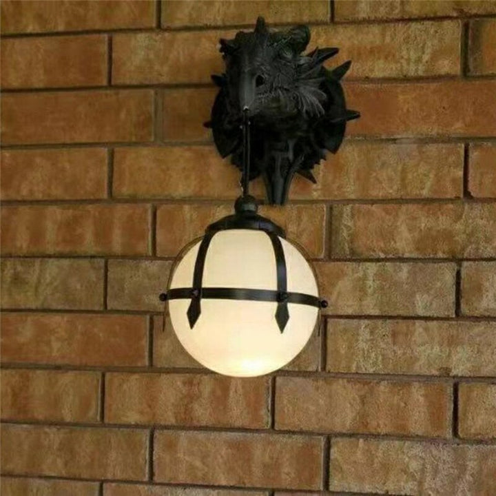 LED Lantern with Dragon Head made of Resin for Unique Halloween Decoration