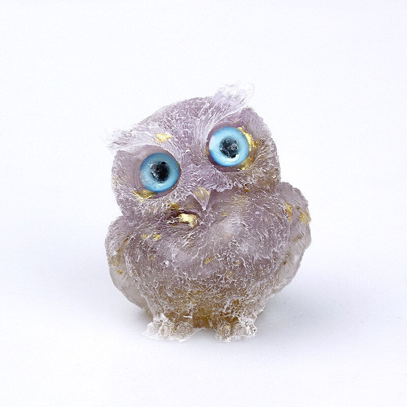 Natural Crystal Owl Figurine: Handmade Collector&
