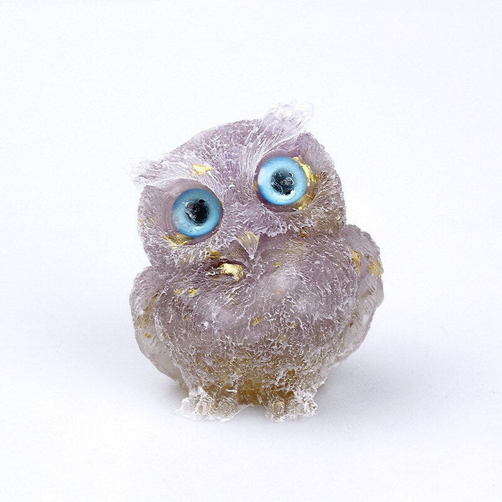 Natural Crystal Owl Figurine: Handmade Collector&