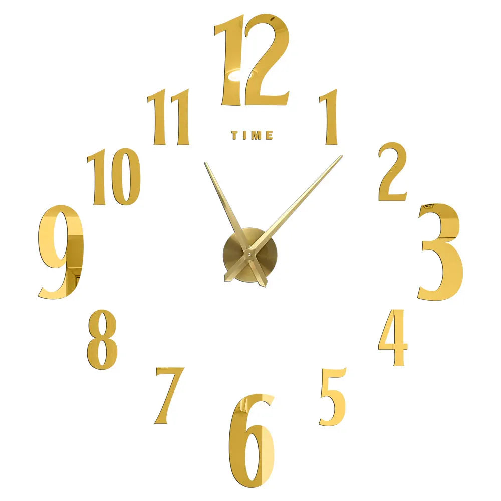 Big Wall Clock DIY 3D Self Adhesive Mirrored Acrylic Wall Clock For Kitchen Dining Room Living Room Creative Home Decor |
