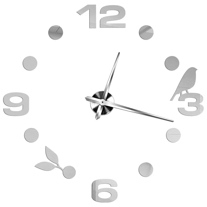 Big Wall Clock DIY 3D Self Adhesive Mirrored Acrylic Wall Clock For Kitchen Dining Room Living Room Creative Home Decor |