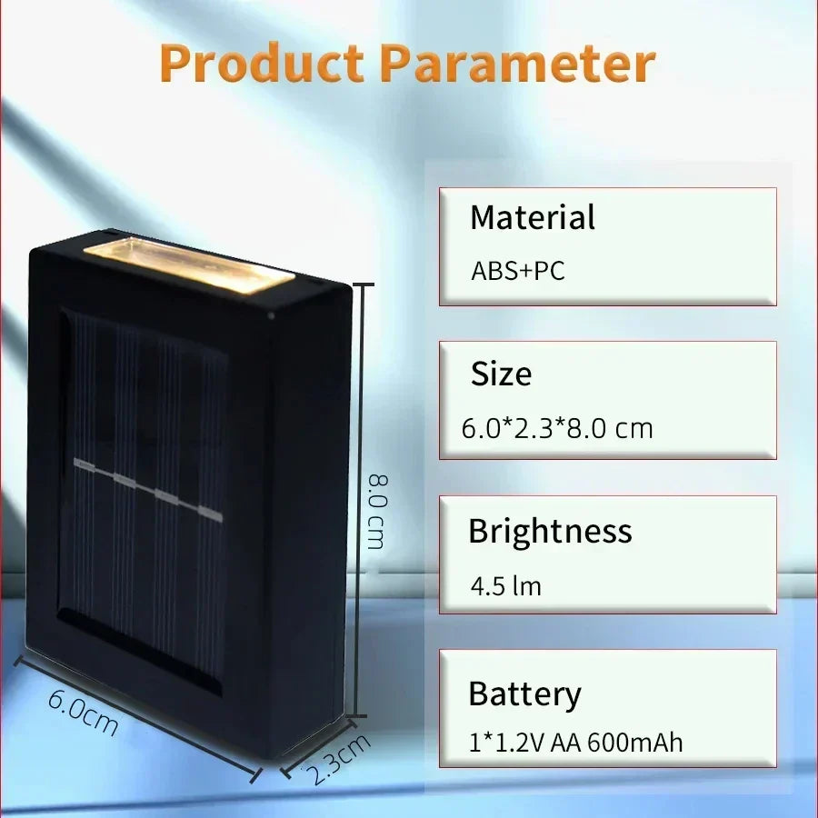 Waterproof LED Solar Wall Light: Up and down light for balcony, garden, street and landscape