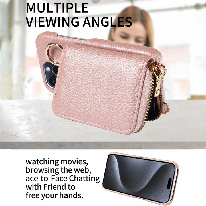 Premium Leather Multi-Function iPhone Case with Anti-Degaussing Protection