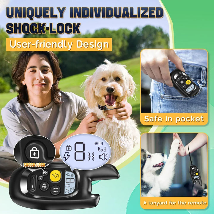 Dog Training Collar with Remote – Shock Lock, Sound &amp; Vibration Modes, Waterproof, 1600ft Range