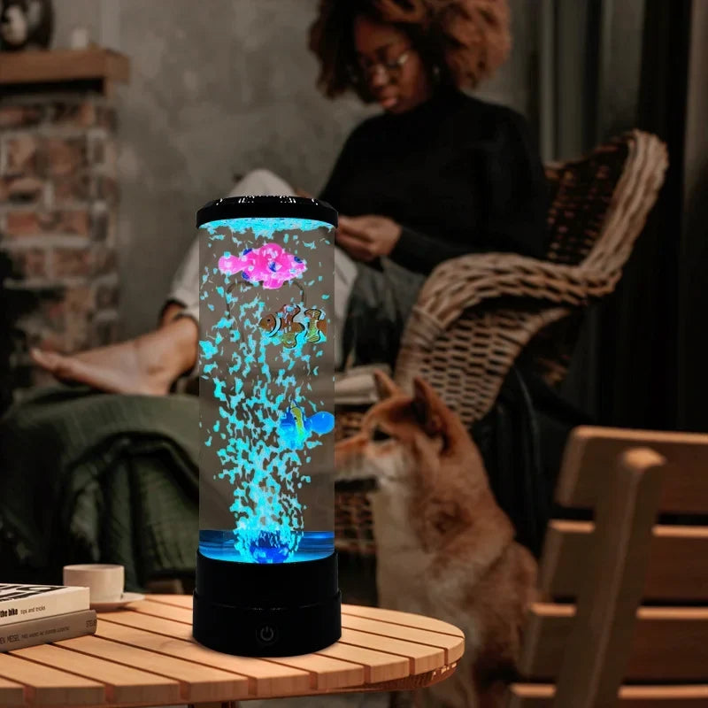 Simulated Led colourful Large Bubble Fish Light Aquarium Tank Usb Night Light for Home Desk Bedroom Living Room