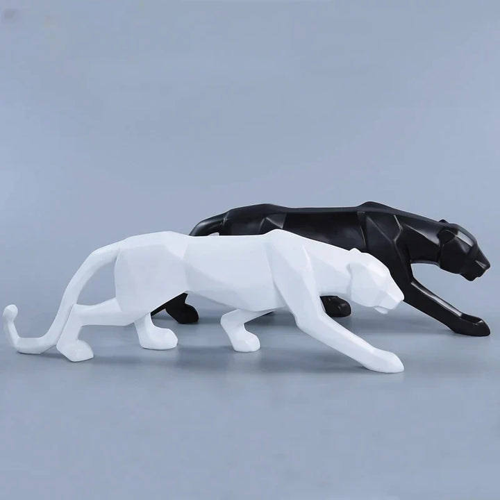 Panther Statue, Animal Figure, Abstract Geometric Style, Resin, Leopard Sculpture, Home Office, Desktop Decoration, Crafts