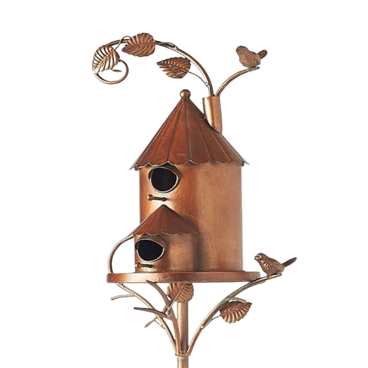 Metal art birdhouse garden stake - Talart