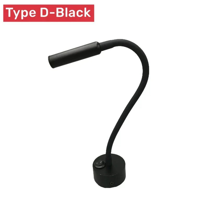 Modern Flexible LED Reading Wall Lamp with Switch for Bedroom and Study - 1W/3W