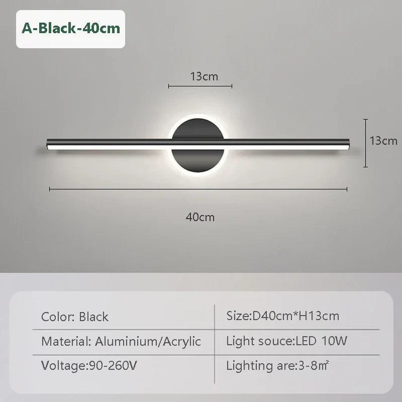 LED Wall Light LineaLux | Black &amp; Gold | 40/60/80 cm | Warm, Cold &amp; Three-colour Light | Modern Mirror &amp; Wall Lighting