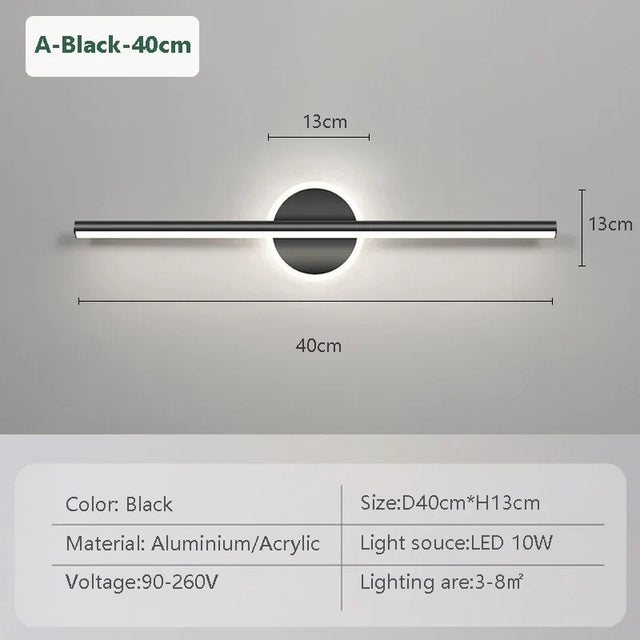 LED Wall Light LineaLux | Black & Gold | 40/60/80 cm | Warm, Cold & Three-colour Light | Modern Mirror & Wall Lighting