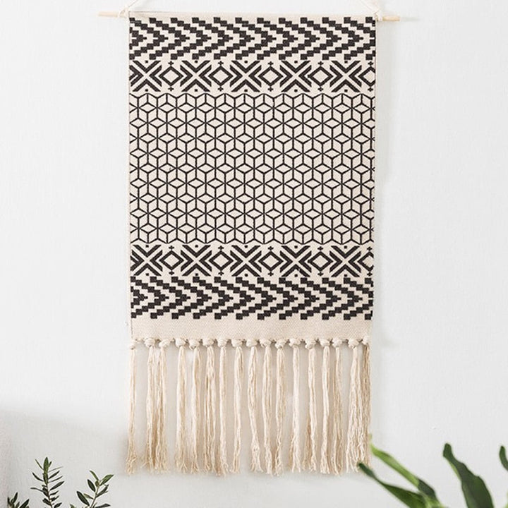 Bohemian Wall Tapestry, Macrame Wall Hanging, Home Decoration, Cotton Linen Tassel, Handcrafted, Woven, Geometric Canvas Art, Background Wall Tapestries