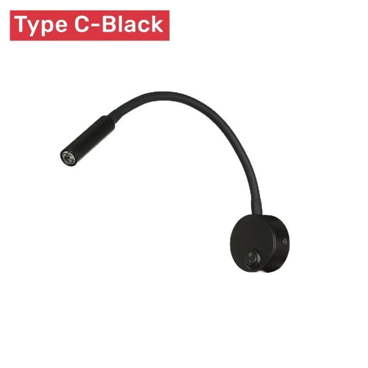 Modern Flexible LED Reading Wall Lamp with Switch for Bedroom and Study - 1W/3W